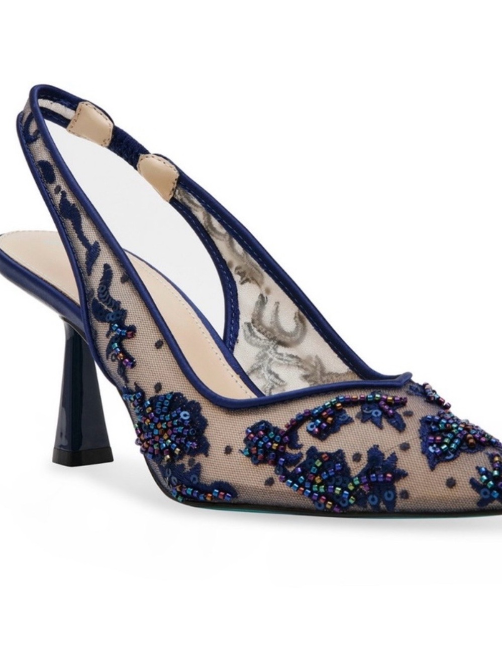 Betsey Johnson Navy Mesh Slingback Pumps Sz 8.5